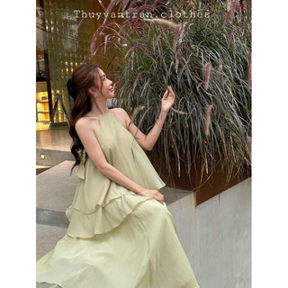 Đầm Yếm 2 tầng maxi  3 màu : trắng xanh hồng  Freesize