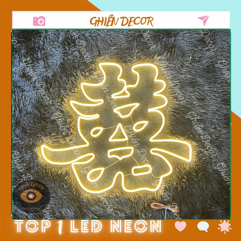 Chữ Song Hỷ - Đèn Led Neon Trang Trí Đám Cưới,, Decor Tiệc Cưới | Ghiền Decor nhận làm tên, chữ theo