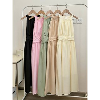 Váy maxi cổ yếm dáng dài xòe v98