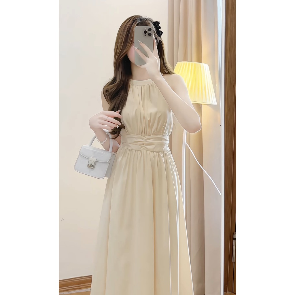 Váy maxi cổ yếm dáng dài xòe v98