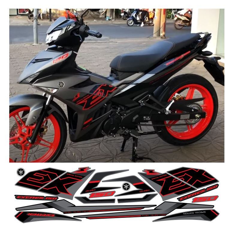 tem exciter 150 xám đen đỏ 2022