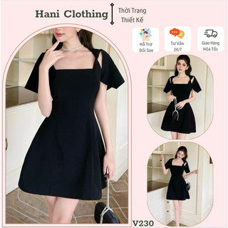 váy đen cổ vuông tiểu thư dự tiệc siêu xinh-Hàng cao cấp-đầm đen nữ công sở thanh lịch nhẹ nhàng