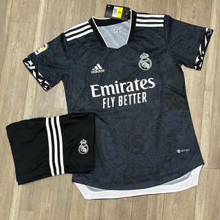 Áo bóng đá clb real madrid rồng đen - vải polyester gai thái