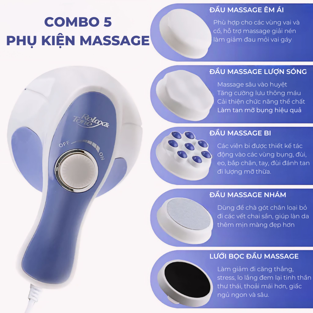 Máy Massage Cầm Tay Relax - massage vai gáy, cổ, bụng, Thư Giãn Mệt Mỏi