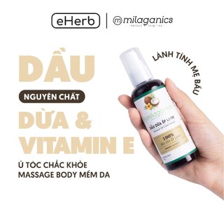 Dầu dừa ép lạnh nguyên chất dưỡng da, ủ tóc, dưỡng dài mi - dầu dưỡng tóc dừa MILAGANICS 100ml (chai)