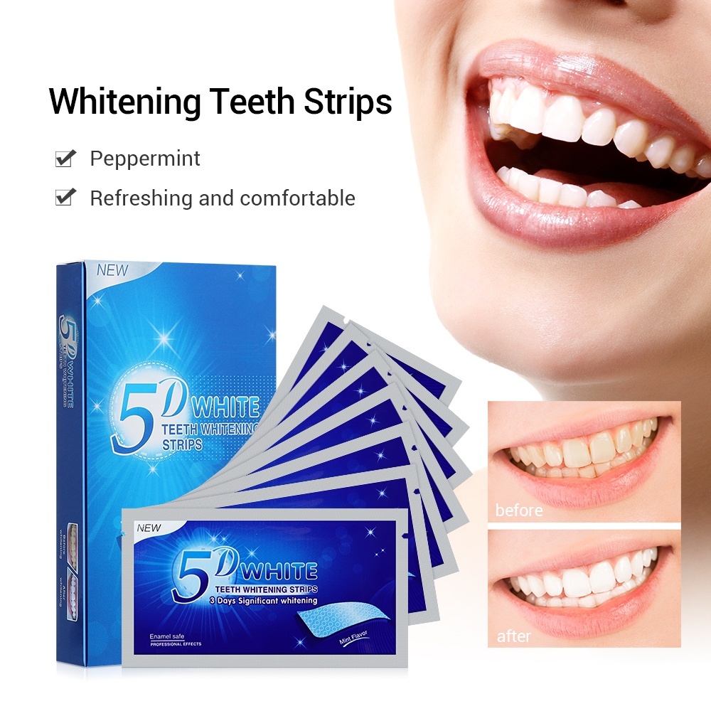 Miếng Dán trắng răng 3D White, (Hộp 7 gói 14 miếng)Dán trắng răng chính hãng toàn cho men răng