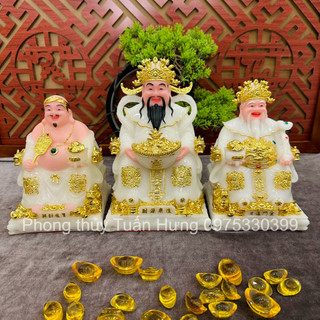 Tượng thần tiền thần tài ông địa mẫu phú quý rồng màu trắng