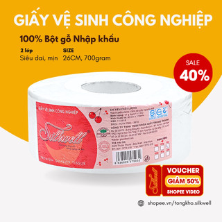 Combo 2 Giấy vệ sinh cuộn lớn Silkwell 700g ,cuộn vệ sinh công nghiệp có lõi hàng chính hãng