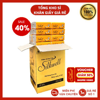 Thùng 30 gói Giấy rút Silkwell Sếu 100 tờ 3 lớp hàng cao cấp, khăn giấy rút lụa siêu mềm mịn không tẩy trắng chính hãng