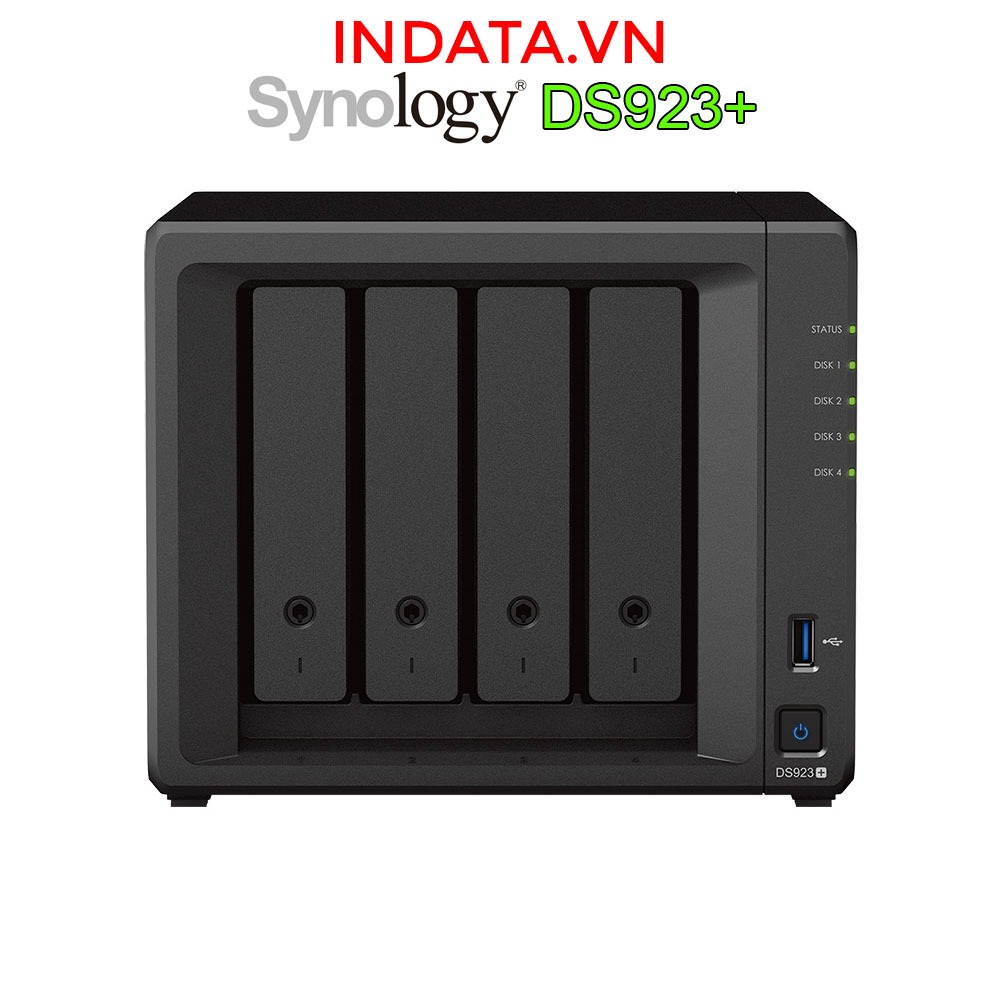 Ổ cứng mạng NAS Synology DiskStation DS923+ CPU AMD Ryzen R1600, RAM 4GB, LAN 2x 1GbE, 4 khay ổ cứng