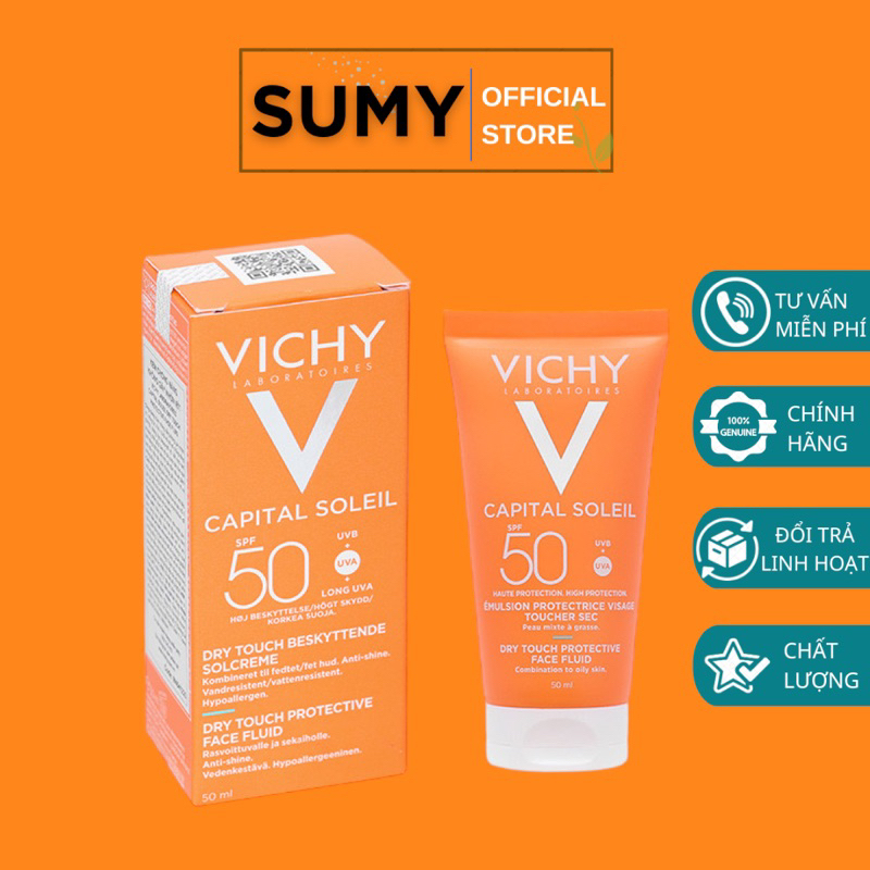 Kem Chống Nắng Vichy Capital Soleil Dry Touch Face Fluid SPF 50 UVA+UVB 50ml Dành Cho Da Dầu - SUMY