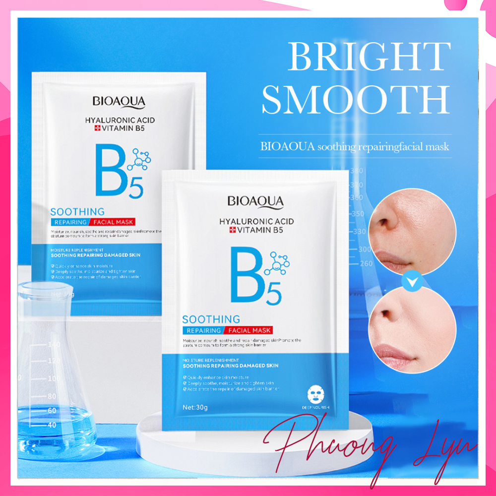 Mặt Nạ BIOAQUA Hyalutronic Acid Vitamin B5 REPAIR dưỡng ẩm phục hồi hư tổn Dịu Da Giảm Đỏ Nội Địa Tr