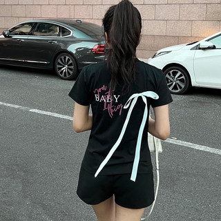 Áo thun nữ form baby tee đính nơ "Baby you got this "
