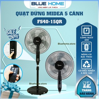 Quạt đứng midea fs40-15qr, 5 cánh - công suất 55w, động cơ bạc thau bền bỉ, hàng chính hãng