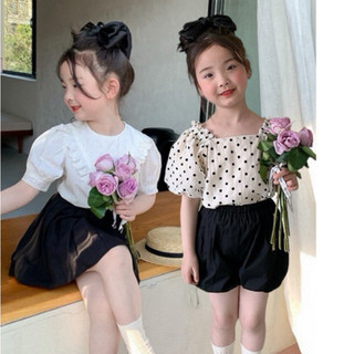 [Ambb] - Áo Ren Sơ Mi Ngắn Tay Và Chân Váy Xếp Ly Dễ Thương Mùa Hè Cho Bé Gái Hàng Ambbkids Quảng Châu
