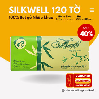 Khăn giấy trúc Silkwell 120 tờ 3 lớp, khăn giấy gấu trúc siêu dai không tẩy trắng hàng chính hãng