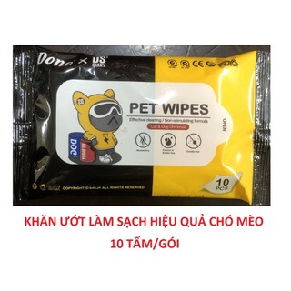 Khăn Giấy Ướt Vệ Sinh Cho Chó Mèo, Khăn Lau Sạch Tiện Lợi 10 Tấm