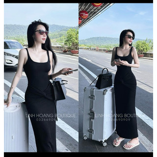 váy 2 dây dáng dài xoắn eo     đầm body co dãn tốt bigisize 40-120kg |TUYỀN SALLY|