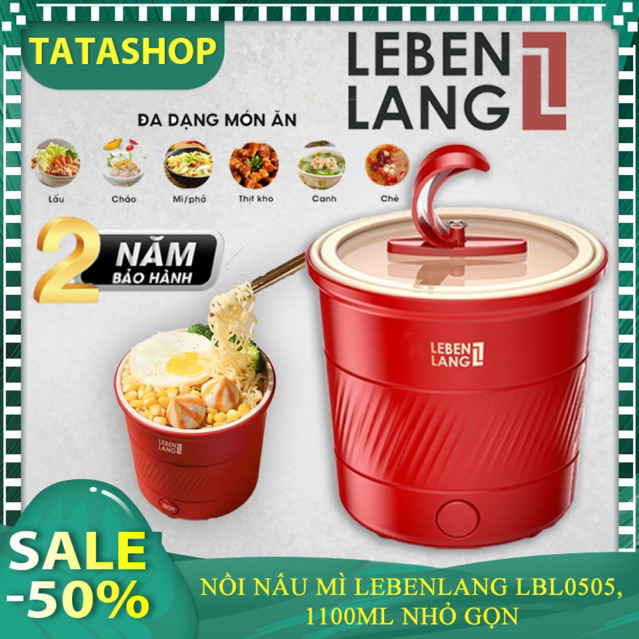 Nồi nấu lẩu mini Lebenlang LBL0505, nồi lẩu điện đa năng 600W, dung tích 1100ml, nhỏ gọn, bảo hành 2