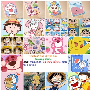 Tranh số hóa 20 x 20 cm -Có SƠN BÓNG - đã căng khung-,có 2 đinh 3 chân-Tranh sơn dầu số hóa, tranh tô theo số
