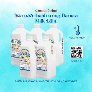 Combo 5 chai sữa thanh trùng nguyên chất không đừơng Barista