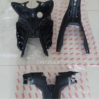 Bộ 3 nhựa đen ốp sườn, bợ cổ xe exciter 135, 2011-2014 zin