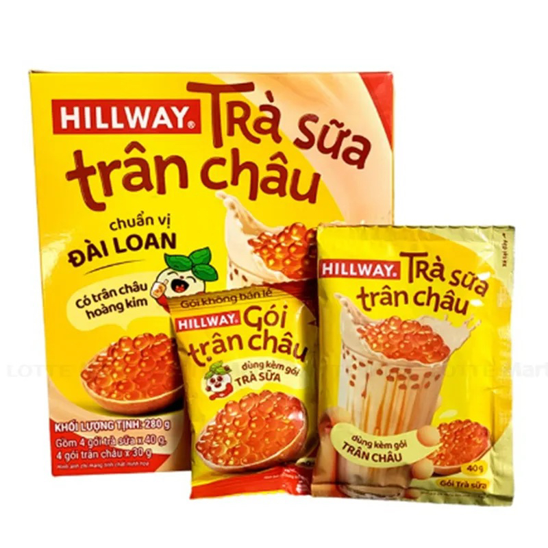 1 HỘP TRÀ SỮA TRÂN CHÂU HILLWAY VỊ ĐÀI LOAN ( 4 gói trà sữa 40g + 4 gói trân châu 30g)