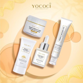 Bộ 4 sản phẩm chăm sóc da mặt Yococi (Kem Chống Nắng 50g + Kem Face 20g + Serum 20ml + Gel Chấm Mụn 15g )