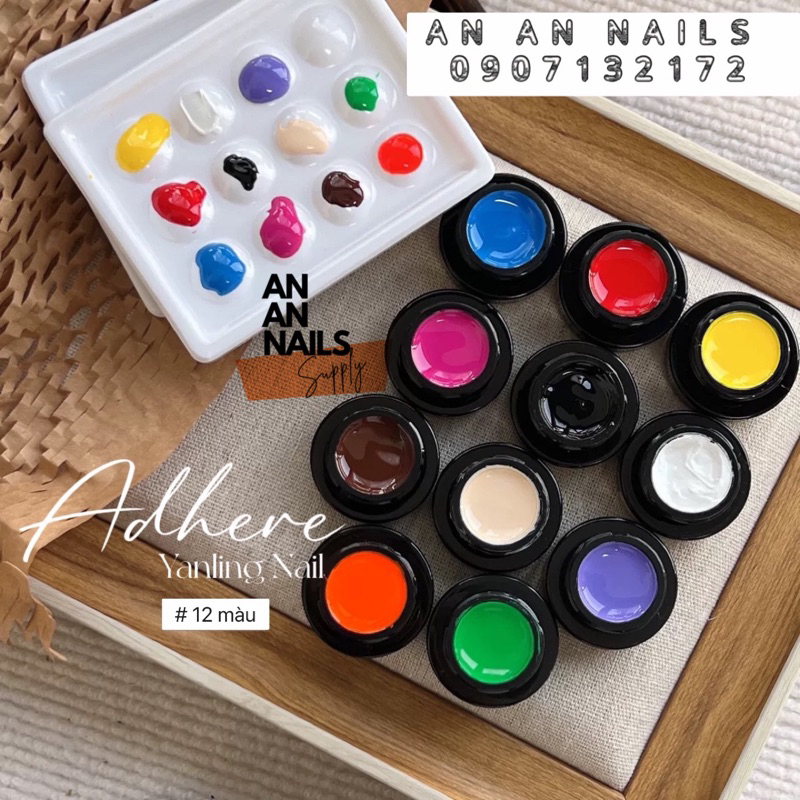 [ Adhere ] Gel vẽ lẻ màu da , nâu ,gel vẽ móng hoạt hình cao cấp