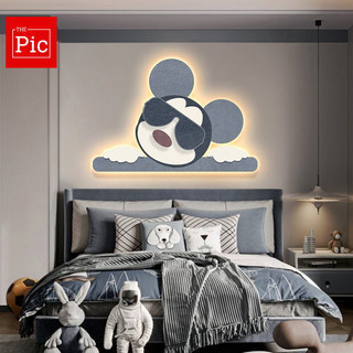 Tranh đèn led decor phòng ngủ cho bé, tranh đèn led có điền khiển từ xa,tranh led gấu Mickey/phòng ngủ bé/tặng đinh treo