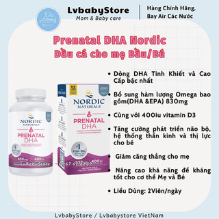 Prenatal DHA Nordic Naturals- Omega-3 cho mẹ bầu/ sau sinh vị dâu