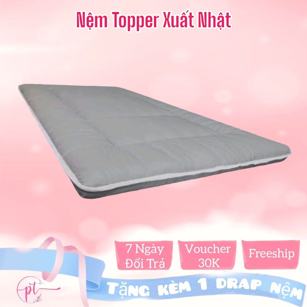 Nệm Topper Nệm Bông Cao Cấp Hàng Xuất Khẩu 1MX2M,1M2X2M,1M4X2M,1M6X2M,1M8X2M Tặng Kèm Áo Bảo Vệ Nệm