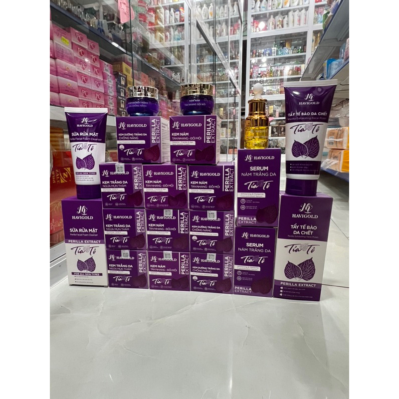 Kem mụn, nám, trắng da, serum,chống nắng,sữa rửa mặt,tẩy tế bào da chết tía tô HAVIGOLD