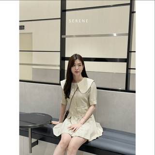 Váy sơ mi VA-23665 cổ bèo Chân Váy xếp ly đính 2 túi by Serene