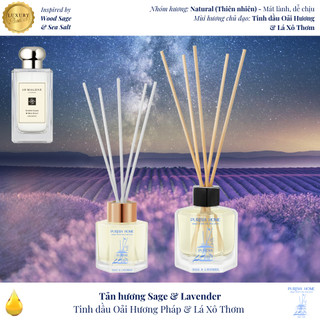 Sage & Lavender - Tinh dầu khuếch tán thơm phòng - Tinh dầu hoa Oải Hương Pháp và lá Xô Thơm