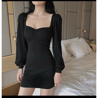 đầm body tay dài bo tay nhún giữa dáng ngắn bigisize 40-120kg |TUYỀN SALLY|