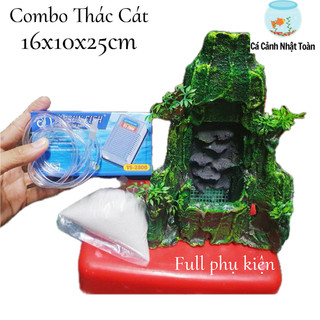 COMBO THÁC CÁT MÁY OXY VÀ CÁT TRANG TRÍ HỒ CÁ NON BỘ 16X10X25CM