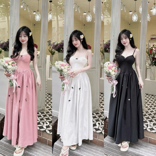Đầm maxi 2 dây xoè, nhún ngực sang chảnh đi chơi đi biển a37 a8