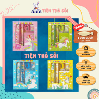 Set 6 Món Dụng Cụ Học Tập Cho Bé - Quà Tặng Có Kèm Sổ Tay Cực Xinh Cho Bé Sáng Tạo - Dụng Cụ Học Sinh Giá Rẻ - Thỏ Sồi