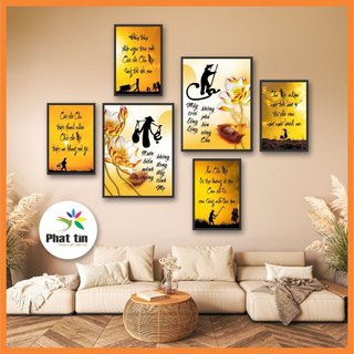 Bộ 6 tranh dán tường, tranh gia đình treo tường decor phòng khách, trang trí tường phòng ngủ. formex dày 5mm,có sẵn keo