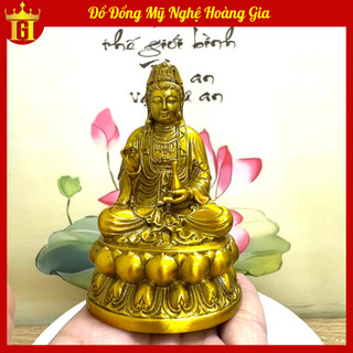 Tượng Phật Quan Âm mini đúc bằng đồng nguyên khối, kích thước 10cm