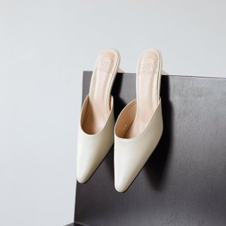 Enso - đôi mules da thật ariana màu kem đế 5cm