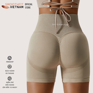 Quần Đùi Chun Mông Tập Gym Nữ Cạp Cao - Chất Liệu Dệt Cao Cấp SmoothFitVN QN 6415  - Tập Gym, Yoga.