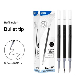 Hộp 20 ruột bút bi nước béo Deli G97-BL,BK 0.5mm,Dùng cho bút bi M&G,Deli,Baoke....
