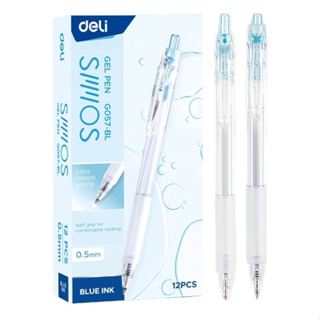  Hộp 12 bút bi nước gel Deli 0.5mm G057 - chính hãng- thay được ruột béo M&G Deli 