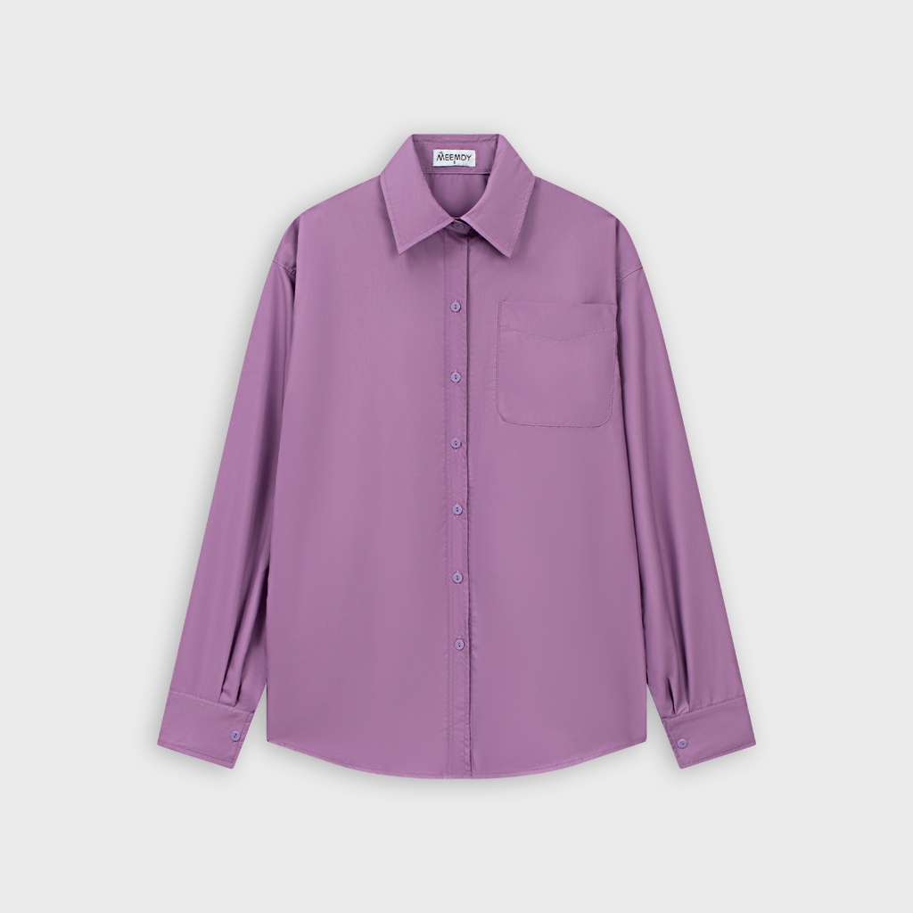 Áo sơ mi màu tím from rộng MEEMDY Cotton Linen