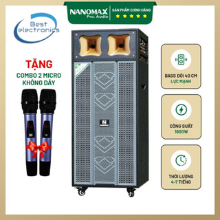 Loa kéo 4 tấc đôi nanomax pro-803b bass đôi 40cm 1800w - tặng 2 mic karaoke