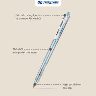 Bút bi màu pastel Thiên Long TL-105,ngòi 0.5mm Bút Bi Bấm Mực Gel Đẹp Trơn Tru Nhanh Khô Dành Cho Văn Phòng Học Sinh