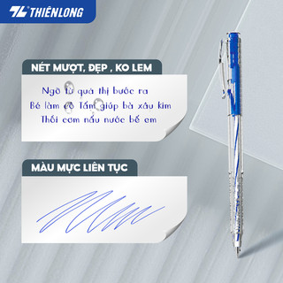 Thiên Long TL-027 - combo 20 bút bi mực xanh/đen/đỏ - ra mực đều, nét mảnh, không lem, viết lâu không khô