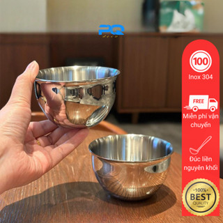 chén bát tô nhỏ inox 304 2 lớp chống bỏng cho bé đúc nguyên khối bossd 9.5cm